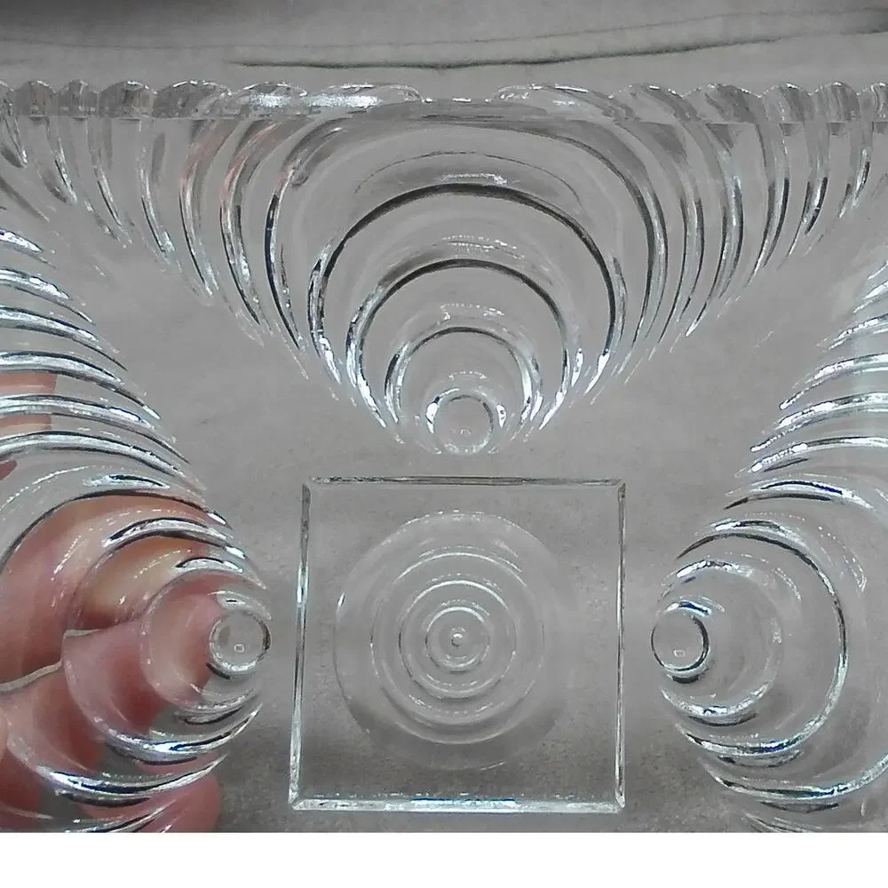 Hazel Atlas Open Candy Dish #574 Clear Sonic Wave Ripple Soundwave Vintage MCM